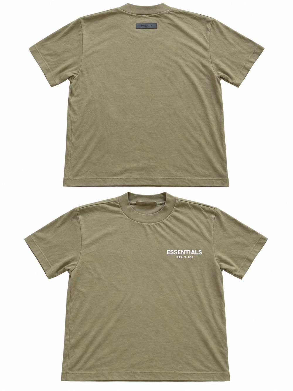 Essentials Olive Crew Neck Short Sleeve Logo Tee